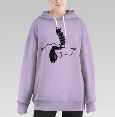 Сюрреалистическое существо с предложением необычного контакта, Hoodie Long Oversize Fiolet