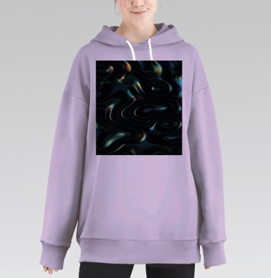 Текучие Голографические Эффекты Черной Жидкости, Hoodie Long Oversize Fiolet