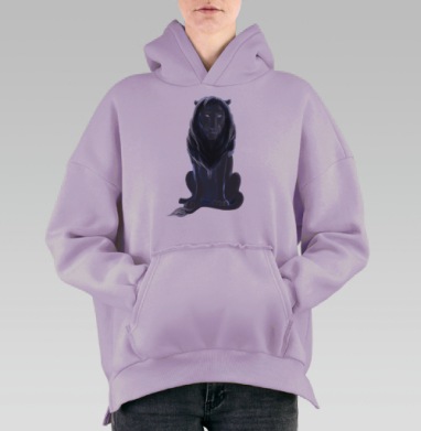 Темный Лев Сила Загадочность, Hoodie Oversize Fiolet, утепленная
