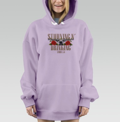Учёба Выпивка Контраст Красных Роз, Hoodie Mjhigh Dig Mel, Fiolet, утепленная