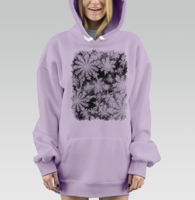 Уникальные снежинки черно белые яркие снежинки, Hoodie Mjhigh Dig Mel, Fiolet, утепленная