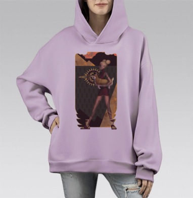 Уверенная девушка с корги символ стабильности защиты, Hoodie Mono Fiolet, оверсайз, утепленная