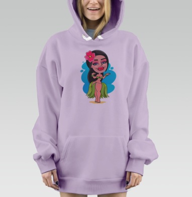 Веселая Гавайская Танцовщица с Цветком на Зеленом, Hoodie Mjhigh Dig Mel, Fiolet, утепленная