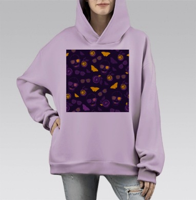 Веселые черепа с бабочками на праздничной вечеринке, Hoodie Mono Fiolet, оверсайз, утепленная