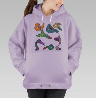 Весёлые мультяшные птицы коллекция красочного набора, Hoodie Oversize Fiolet