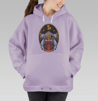 Викинг с лебедями и буквой Б в шлеме, Hoodie Oversize Fiolet