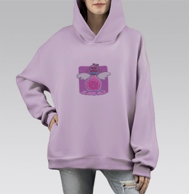 Волшебная бутылочка счастья с крыльями и позитивом счастья, Hoodie Mono Fiolet, оверсайз, утепленная