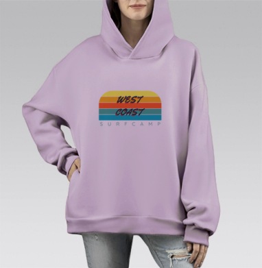 West Coast Surf Camp Летний Пляжный Отдых на Западном, Hoodie Mono Fiolet, оверсайз, утепленная