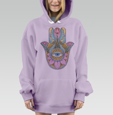 Хамса в цветах, Hoodie Mjhigh Dig Mel, Fiolet, утепленная