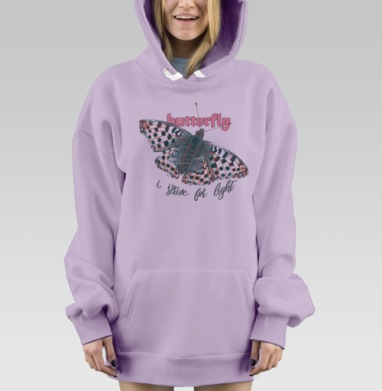 Хрупкая бабочка стремится к свету i strive for light, Hoodie Mjhigh Dig Mel, Fiolet, утепленная