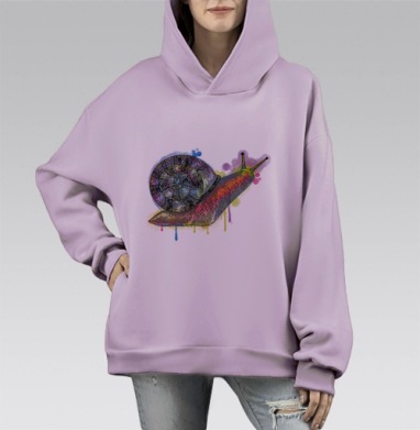 Яркая акварельная улитка медленное движение лучшая коллекция, Hoodie Mono Fiolet, оверсайз, утепленная
