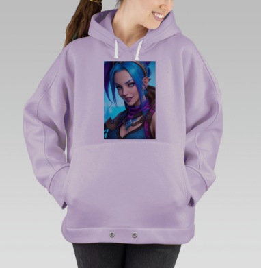 Яркая фантазийная героиня синие волосы последний взгляд, Hoodie Oversize Fiolet