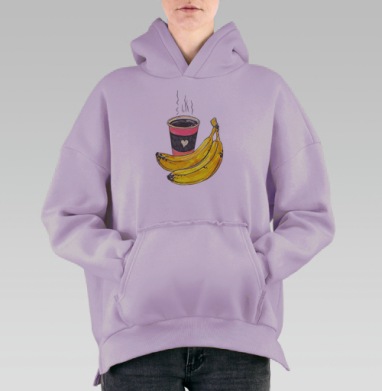 Яркие бананы и кофе на утренний завтрак банановые нотки банановые нотки, Hoodie Oversize Fiolet, утепленная