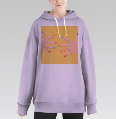 Яркие женские руки маникюрный акцент, Hoodie Long Oversize Fiolet