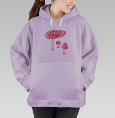 Яркие красные мухоморы с белыми пятнами на траве, Hoodie Oversize Fiolet