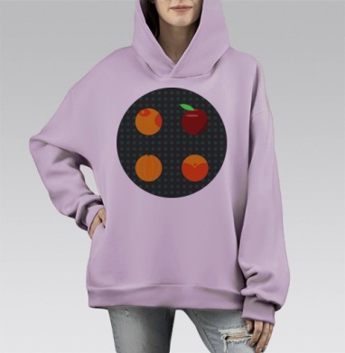 Яркие сочные апельсин абрикос яблоко, Hoodie Mono Fiolet, оверсайз, утепленная