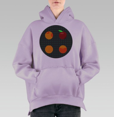Яркие сочные апельсин абрикос яблоко, Hoodie Oversize Fiolet, утепленная