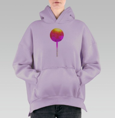 Яркий леденец светящийся с эффектом свечения, Hoodie Oversize Fiolet, утепленная