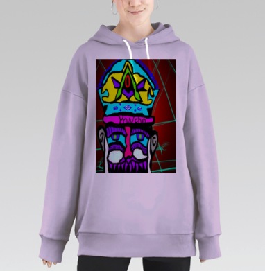 Яркий мистический портрет с короной и оком Роланд, Hoodie Long Oversize Fiolet