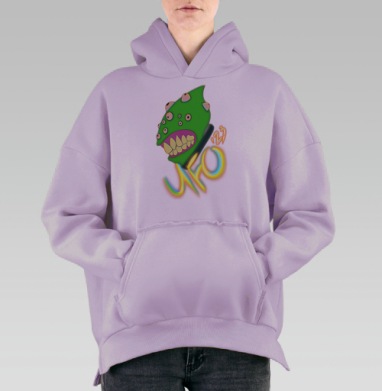 Ярко зеленая голова с глазами и зубами с надписью JOXO 123, Hoodie Oversize Fiolet, утепленная