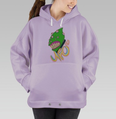 Ярко зеленая голова с глазами и зубами с надписью JOXO 123, Hoodie Oversize Fiolet