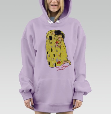 Яркое объятие любви в стиле Климта для вдохновения, Hoodie Mjhigh Dig Mel, Fiolet, утепленная