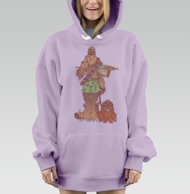 Йети в шортах с арбузами и собака в очках, Hoodie Mjhigh Dig Mel, Fiolet, утепленная