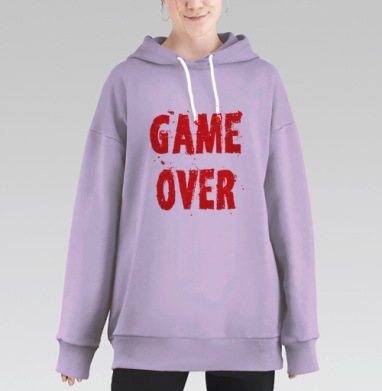 Завершающая надпись игра окончена с красным текстом на черном фоне, Hoodie Long Oversize Fiolet