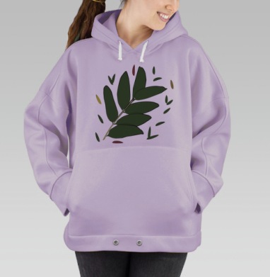 Зелёная ветка агатиса с листьями зелёная ветка агатиса, Hoodie Oversize Fiolet