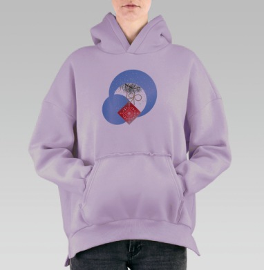 Зимний стеклянный шар с оберегом и сосновой веткой внутри, Hoodie Oversize Fiolet, утепленная