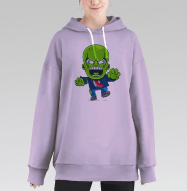 Злой Зеленый Монстр в Костюме Подвижное Действие, Hoodie Long Oversize Fiolet