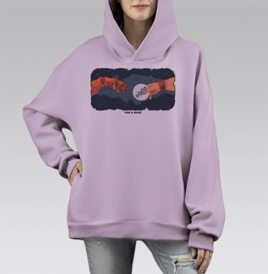 55х55 кукольник, Hoodie Mono Fiolet, оверсайз, утепленная