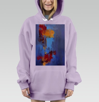 Абстрактная энергия и контраст цветов, Hoodie Mjhigh Dig Mel, Fiolet, утепленная