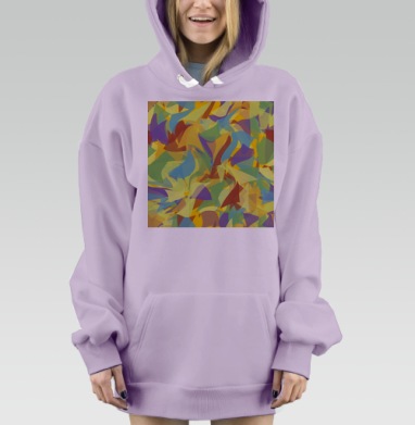 Абстрактное движение в желтом голубом коричневом цвете, Hoodie Mjhigh Dig Mel, Fiolet, утепленная