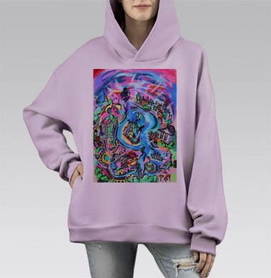 Абстрактный Петербург, Hoodie Mono Fiolet, оверсайз, утепленная