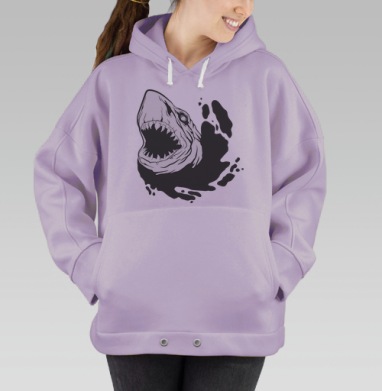 Активная агрессивная акула в чёрном пятне, Hoodie Oversize Fiolet