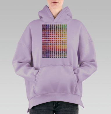 Акварельные квадратики, Hoodie Oversize Fiolet, утепленная