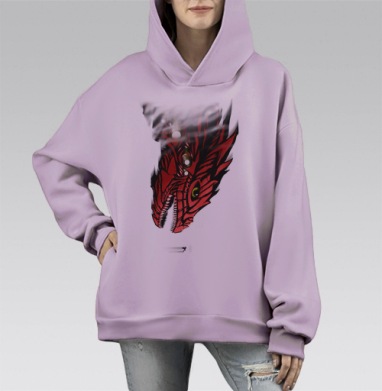Альфа Дракон, Hoodie Mono Fiolet, оверсайз, утепленная