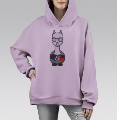 Альпака ученик, Hoodie Mono Fiolet, оверсайз, утепленная