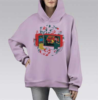 Анализ, Hoodie Mono Fiolet, оверсайз, утепленная
