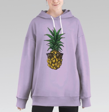 Ананас в солнцезащитных очках зелено желтого оттенков, Hoodie Long Oversize Fiolet