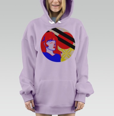 Аниме девушка красный синий желтый внутреннего мира спокойствия, Hoodie Mjhigh Dig Mel, Fiolet, утепленная