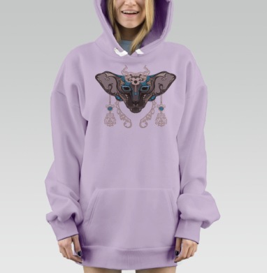 Арабский Кот с Бирюзовыми Украшениями кот с украшениями, Hoodie Mjhigh Dig Mel, Fiolet, утепленная