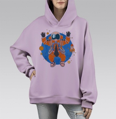 Астронавт, Hoodie Mono Fiolet, оверсайз, утепленная