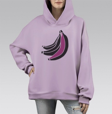 Банан., Hoodie Mono Fiolet, оверсайз, утепленная