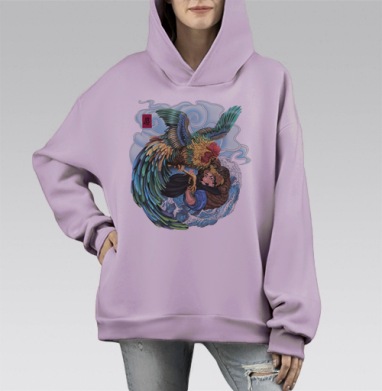 БАНЗАЙ, Hoodie Mono Fiolet, оверсайз, утепленная
