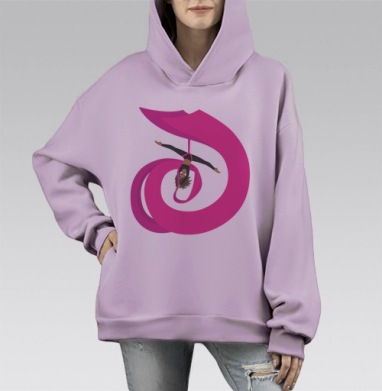 Барби, Hoodie Mono Fiolet, оверсайз, утепленная