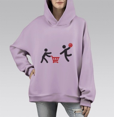 Basket / Корзина для баскетбола, Hoodie Mono Fiolet, оверсайз, утепленная