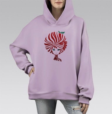 Без ГМО, Hoodie Mono Fiolet, оверсайз, утепленная