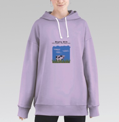 БЕЗУМНАЯ КОРОВКА, Hoodie Long Oversize Fiolet